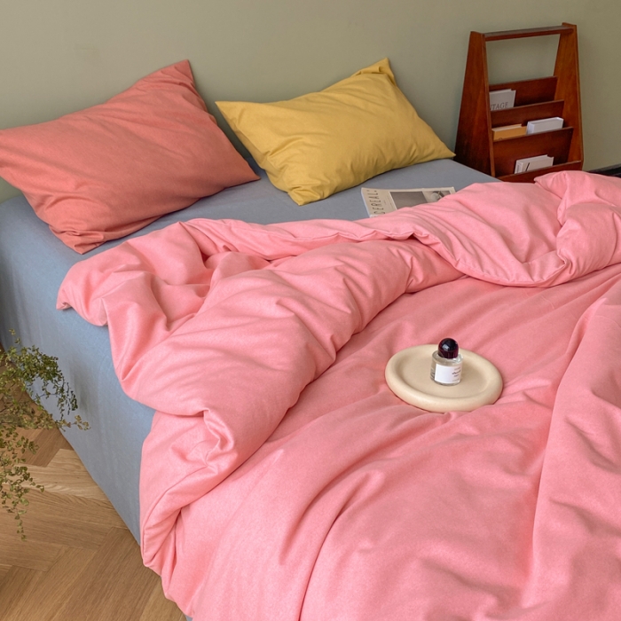 91家纺网 家纺一手货源 找家纺 怡家居 2021新款全棉磨毛混搭四件套 粉