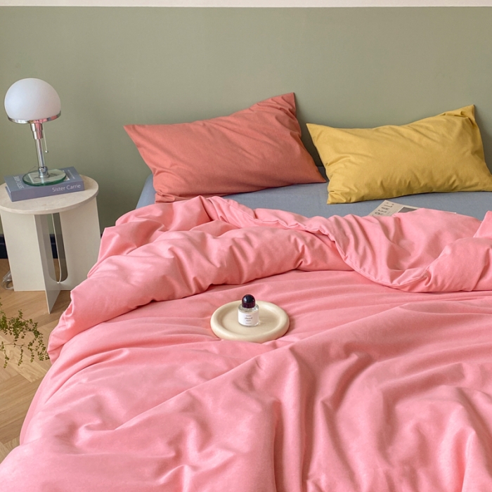 91家纺网 家纺一手货源 找家纺 怡家居 2021新款全棉磨毛混搭四件套 粉