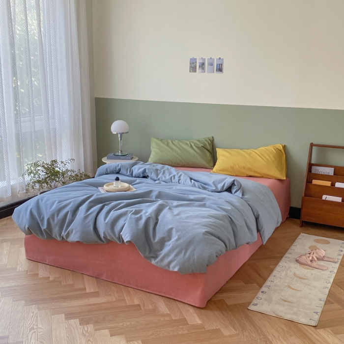 91家纺网 家纺一手货源 找家纺 怡家居 2021新款全棉磨毛混搭四件套 灰