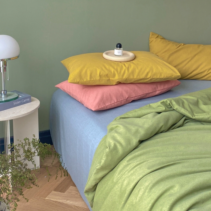 91家纺网 家纺一手货源 找家纺 怡家居 2021新款全棉磨毛混搭四件套 绿