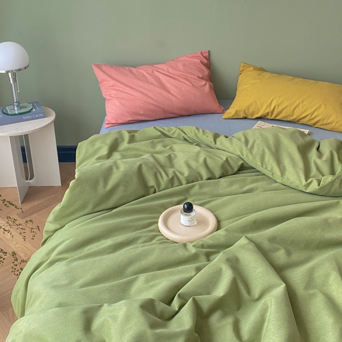 91家纺网 家纺一手货源 找家纺 怡家居 2021新款全棉磨毛混搭四件套 绿