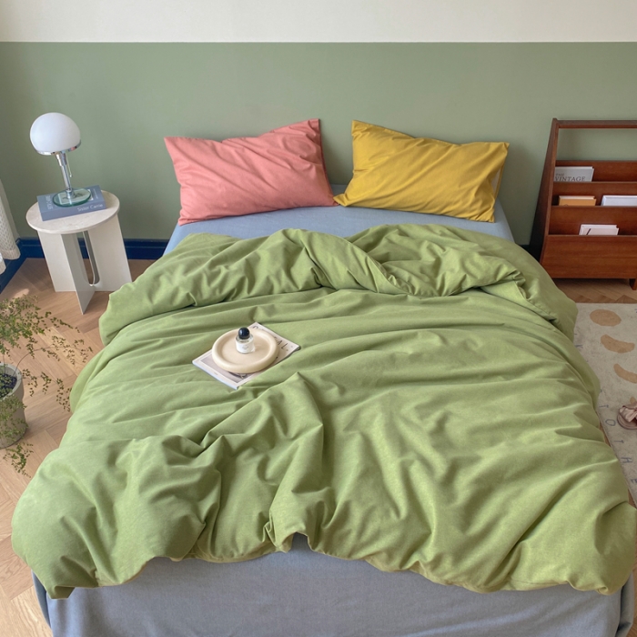 91家纺网 家纺一手货源 找家纺 怡家居 2021新款全棉磨毛混搭四件套 绿