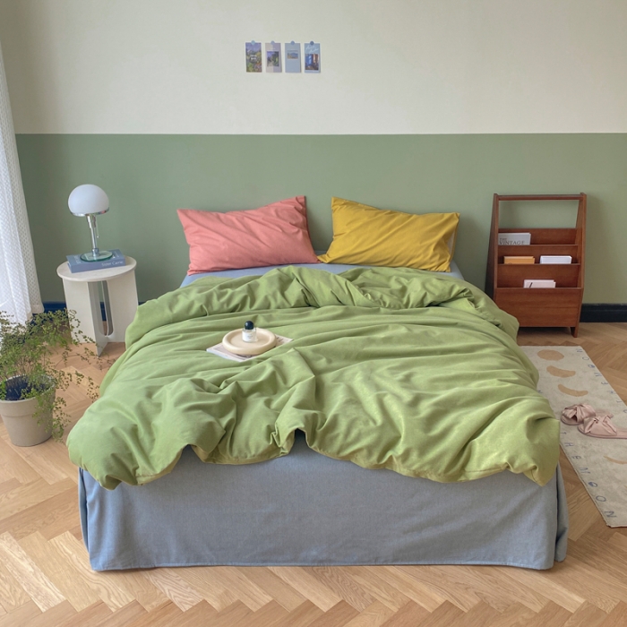 91家纺网 家纺一手货源 找家纺 怡家居 2021新款全棉磨毛混搭四件套 绿