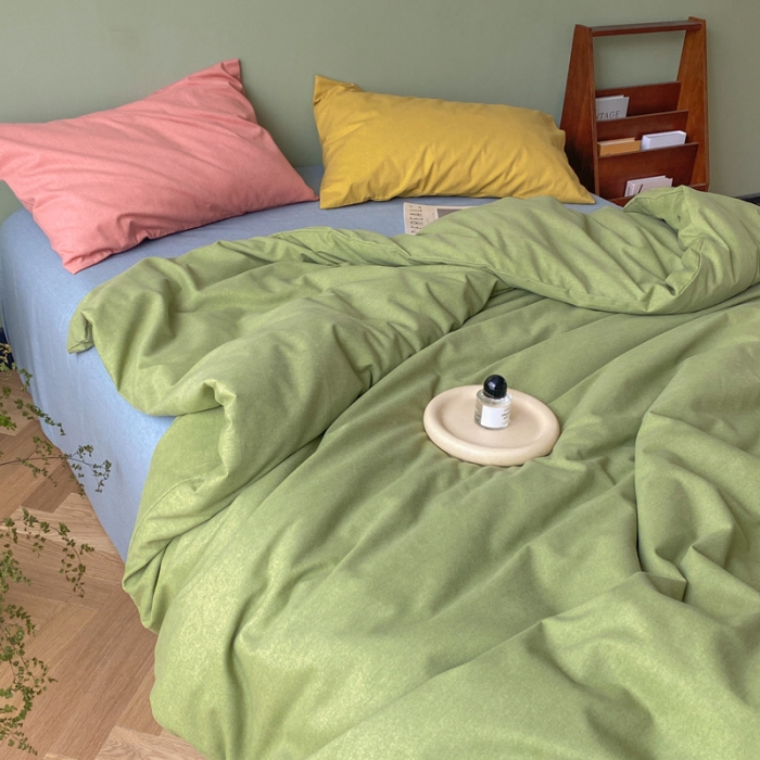 91家纺网 家纺一手货源 找家纺 怡家居 2021新款全棉磨毛混搭四件套 绿