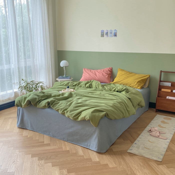 91家纺网 家纺一手货源 找家纺 怡家居 2021新款全棉磨毛混搭四件套 绿