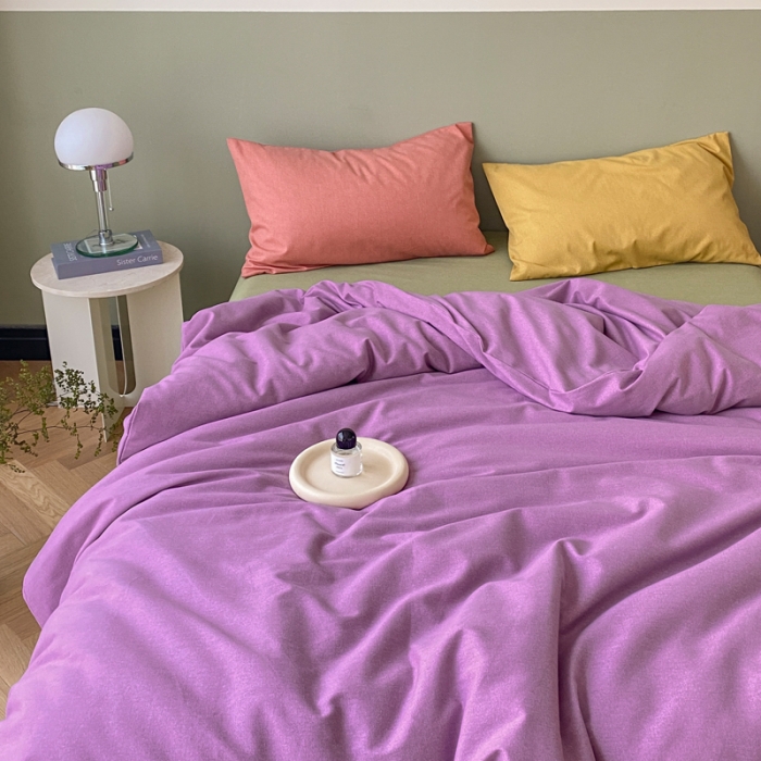 91家纺网 家纺一手货源 找家纺 怡家居 2021新款全棉磨毛混搭四件套 千寻紫