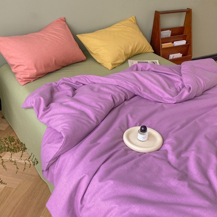 91家纺网 家纺一手货源 找家纺 怡家居 2021新款全棉磨毛混搭四件套 千寻紫