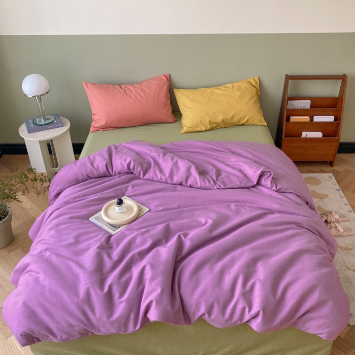 91家纺网 家纺一手货源 找家纺 怡家居 2021新款全棉磨毛混搭四件套 千寻紫