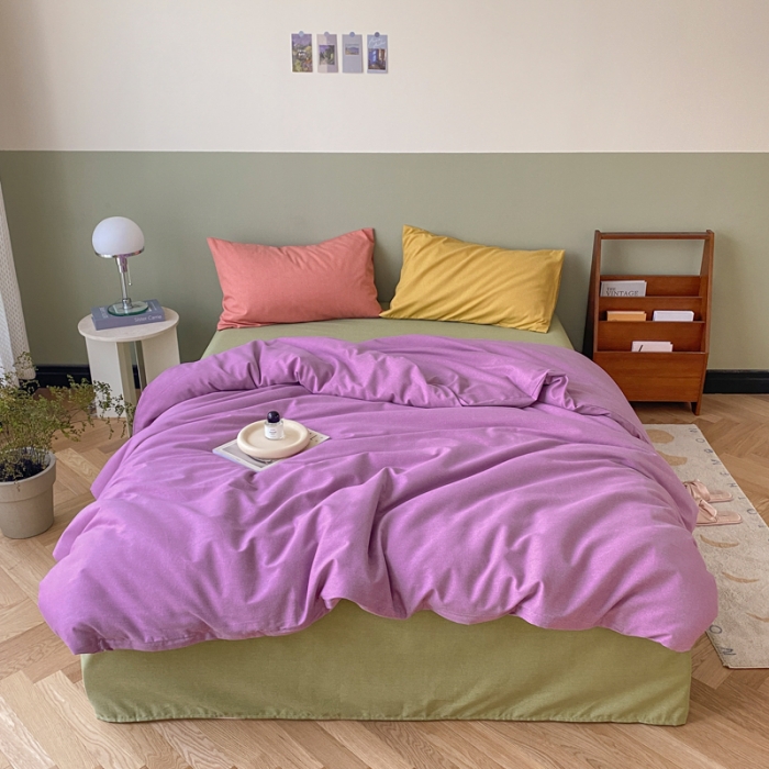 91家纺网 家纺一手货源 找家纺 怡家居 2021新款全棉磨毛混搭四件套 千寻紫