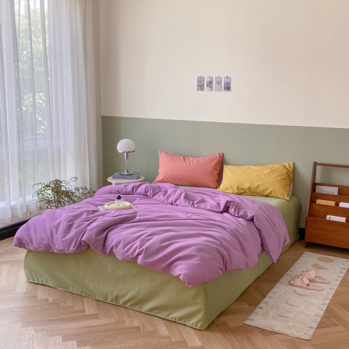 91家纺网 家纺一手货源 找家纺 怡家居 2021新款全棉磨毛混搭四件套 千寻紫