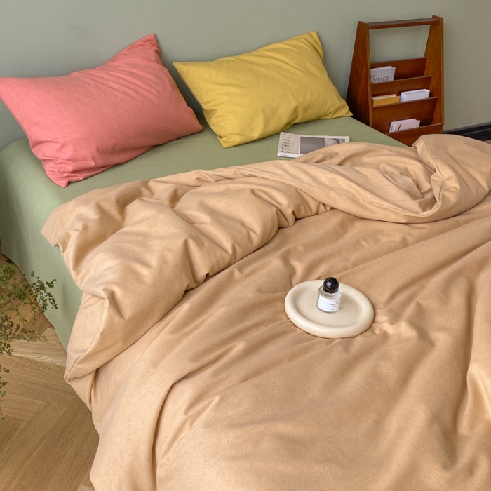 91家纺网 家纺一手货源 找家纺 怡家居 2021新款全棉磨毛混搭四件套 驼