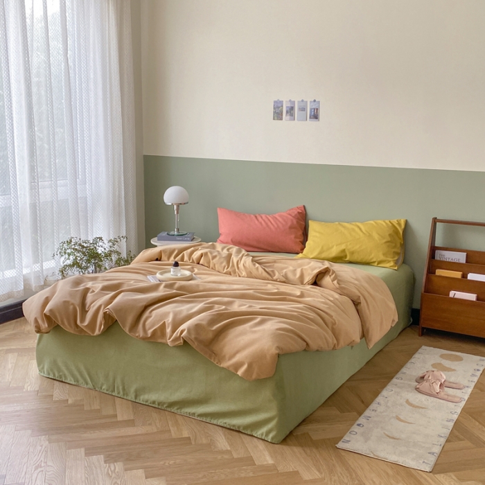 91家纺网 家纺一手货源 找家纺 怡家居 2021新款全棉磨毛混搭四件套 驼