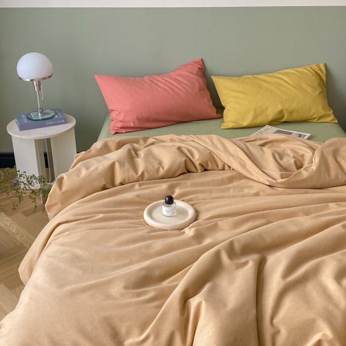 91家纺网 家纺一手货源 找家纺 怡家居 2021新款全棉磨毛混搭四件套 驼