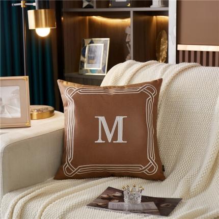 91家纺网 家纺一手货源 找家纺 古本家居 2021新款科技皮抱枕 科技布M红棕