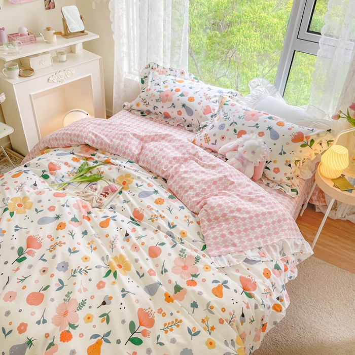 91家纺网 家纺一手货源 找家纺 （总）琪格格 2022新款花边款纯棉荷叶边四件套