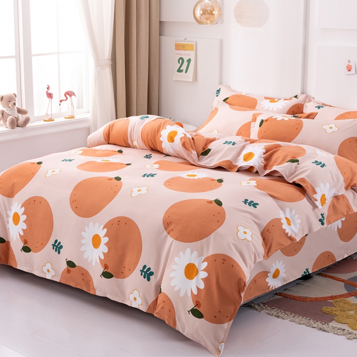 91家纺网 家纺一手货源 找家纺 佑佳家纺 2024新款磨毛印花植物羊绒单被套 爱媛甜橙-奶油桔