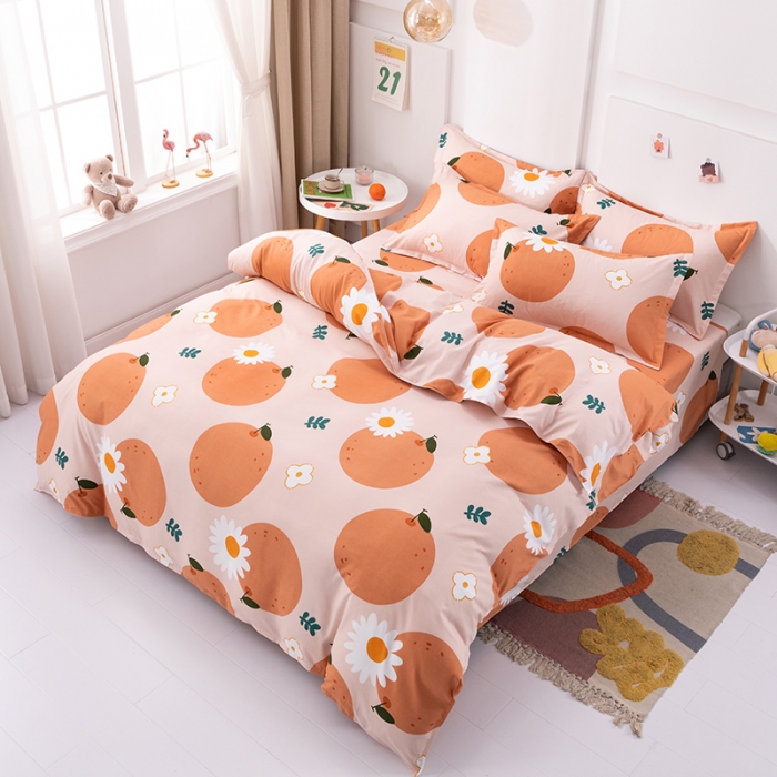 91家纺网 家纺一手货源 找家纺 佑佳家纺 2024新款磨毛印花植物羊绒单被套 爱媛甜橙-奶油桔