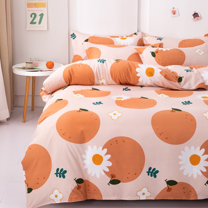 91家纺网 家纺一手货源 找家纺 佑佳家纺 2024新款磨毛印花植物羊绒单被套 爱媛甜橙-奶油桔