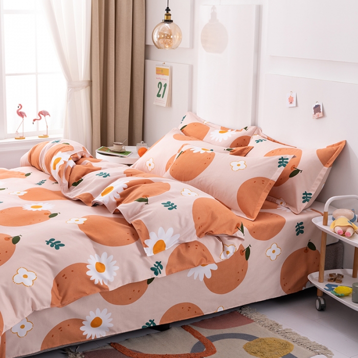 91家纺网 家纺一手货源 找家纺 佑佳家纺 2024新款磨毛印花植物羊绒单被套 爱媛甜橙-奶油桔