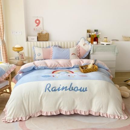 91家纺网 家纺一手货源 找家纺 （总）懒猫家纺 2021新款牛奶绒毛巾绣四件套实拍图