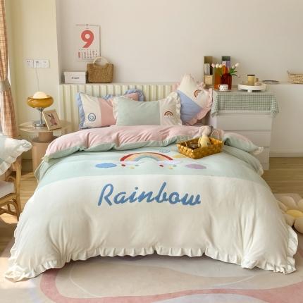 91家纺网 家纺一手货源 找家纺 （总）懒猫家纺 2021新款牛奶绒毛巾绣四件套实拍图