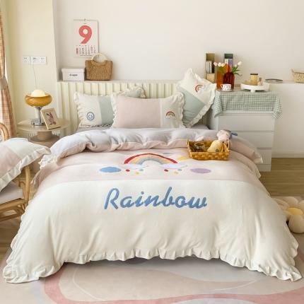 91家纺网 家纺一手货源 找家纺 （总）懒猫家纺 2021新款牛奶绒毛巾绣四件套实拍图