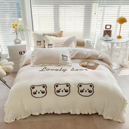 91家纺网 家纺一手货源 找家纺 （总）懒猫家纺 2021新款牛奶绒毛巾绣四件套实拍图