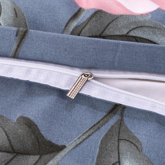 91家纺网 家纺一手货源 找家纺 佑佳家纺 2024新款磨毛印花植物羊绒单被套 花满枝-时尚蓝