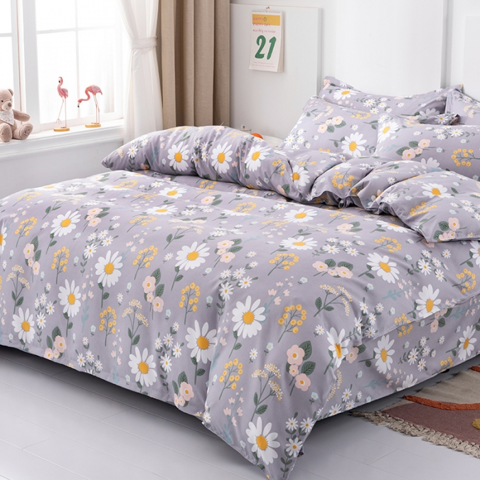 91家纺网 家纺一手货源 找家纺 佑佳家纺 2024新款磨毛印花植物羊绒单被套 漫漫幽香-优雅灰