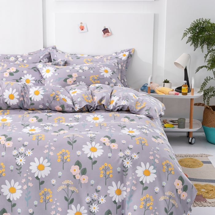 91家纺网 家纺一手货源 找家纺 佑佳家纺 2024新款磨毛印花植物羊绒单被套 漫漫幽香-优雅灰