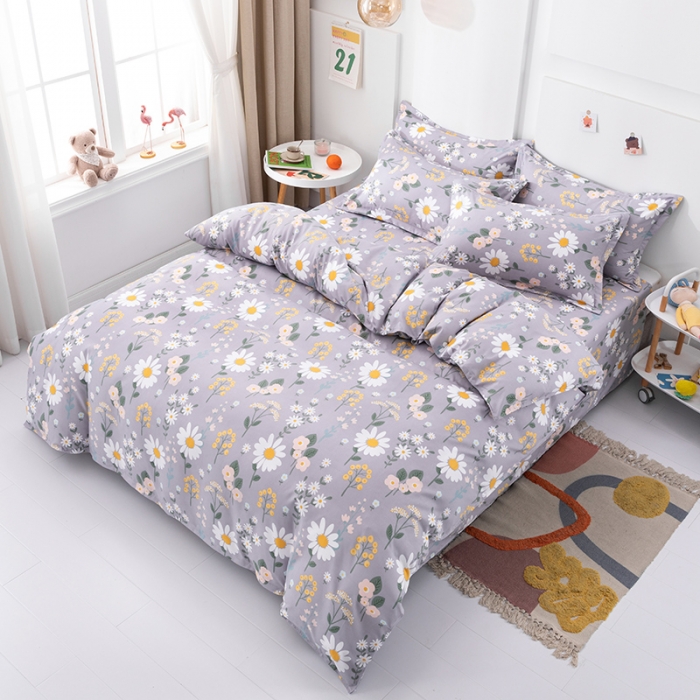 91家纺网 家纺一手货源 找家纺 佑佳家纺 2024新款磨毛印花植物羊绒单被套 漫漫幽香-优雅灰