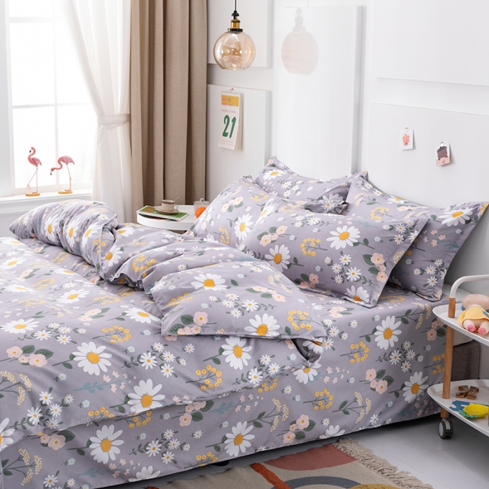 91家纺网 家纺一手货源 找家纺 佑佳家纺 2024新款磨毛印花植物羊绒单被套 漫漫幽香-优雅灰