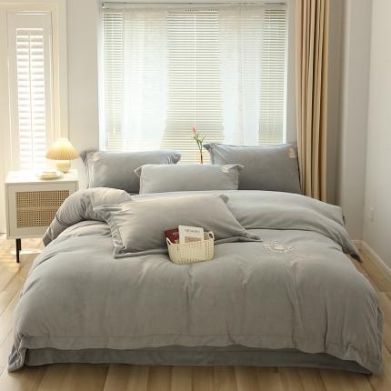 91家纺网 家纺一手货源 找家纺 （总）榻尚家居 2023新款清新柔暖绒四件套茱莉系列