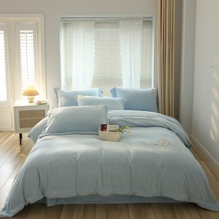 91家纺网 家纺一手货源 找家纺 （总）榻尚家居 2023新款清新柔暖绒四件套茱莉系列