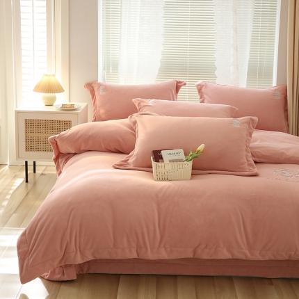 榻尚家居 2021新款清新柔暖绒四件套茱莉系列 茱莉粉