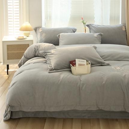 榻尚家居 2021新款清新柔暖绒四件套茱莉系列 茱莉灰