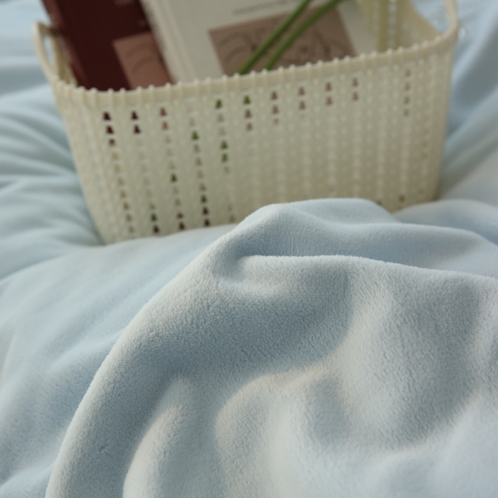 91家纺网 家纺一手货源 找家纺 榻尚家居 2021新款清新柔暖绒四件套茱莉系列 茱莉浅兰