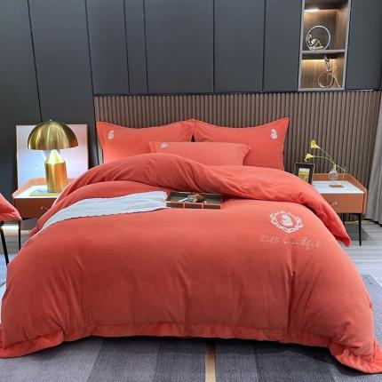 91家纺网 家纺一手货源 找家纺 榻尚家居 2021新款柔暖绒四件套茱莉系列 茱莉桔