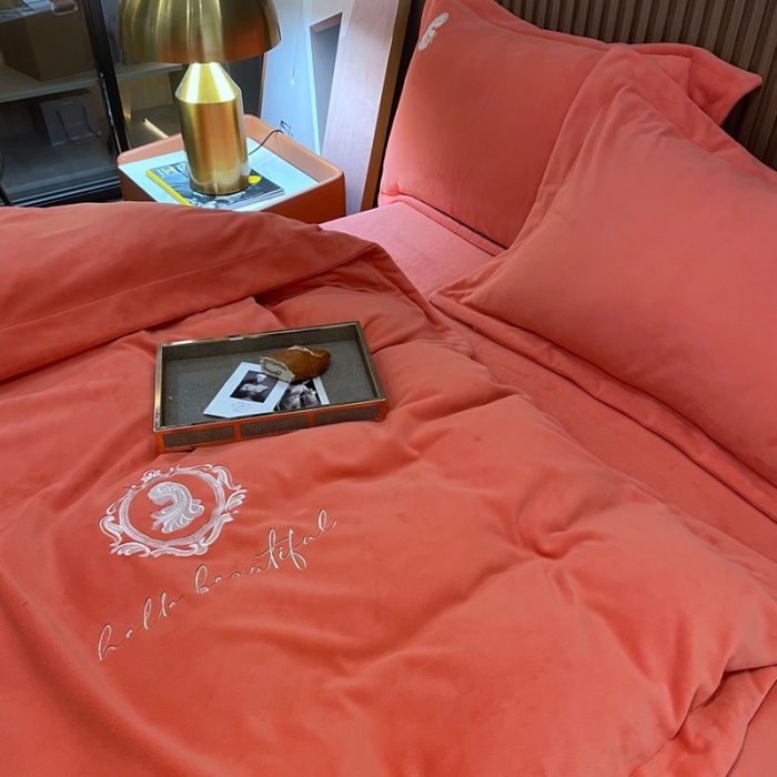 91家纺网 家纺一手货源 找家纺 榻尚家居 2021新款柔暖绒四件套茱莉系列 茱莉桔