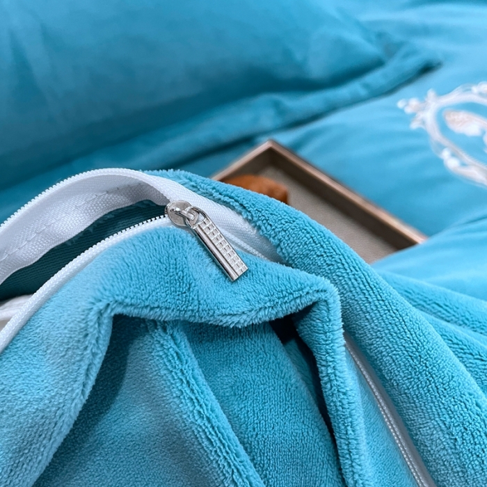 91家纺网 家纺一手货源 找家纺 榻尚家居 2021新款柔暖绒四件套茱莉系列 茱莉蓝