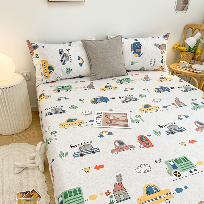 91家纺网 家纺一手货源 找家纺 简宜家居 2021新款全棉A版床笠 嘟嘟小车