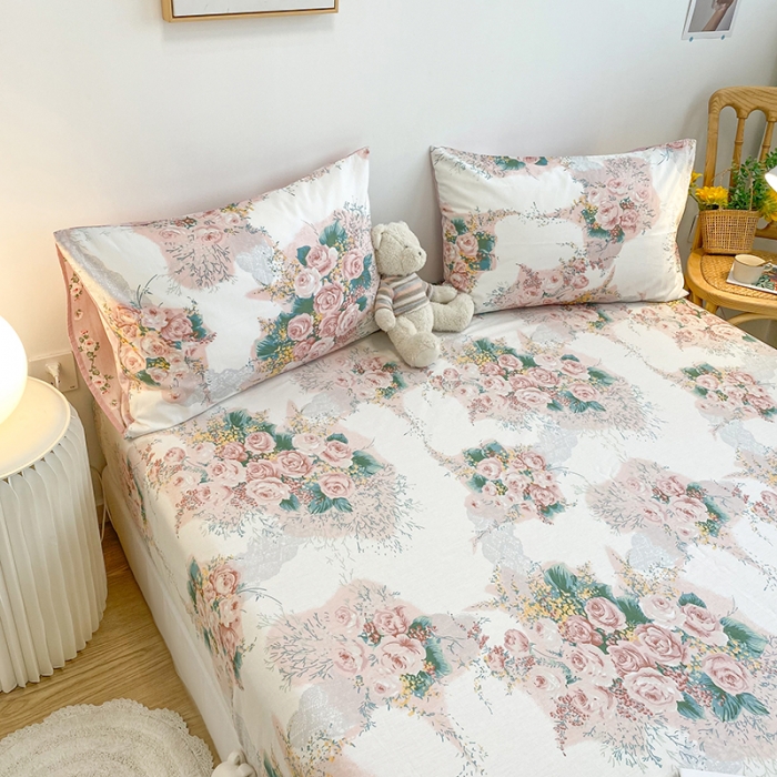 91家纺网 家纺一手货源 找家纺 简宜家居 2021新款全棉A版床笠 浪漫花舞