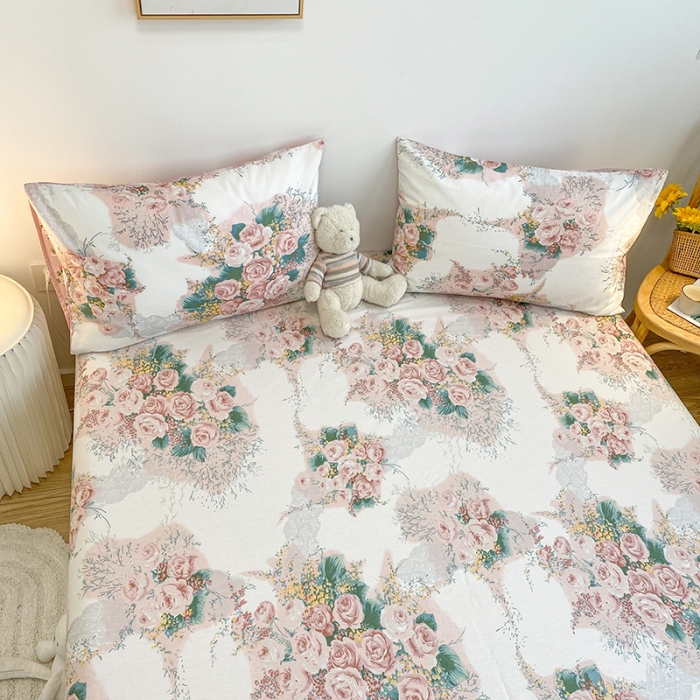 91家纺网 家纺一手货源 找家纺 简宜家居 2021新款全棉A版床笠 浪漫花舞