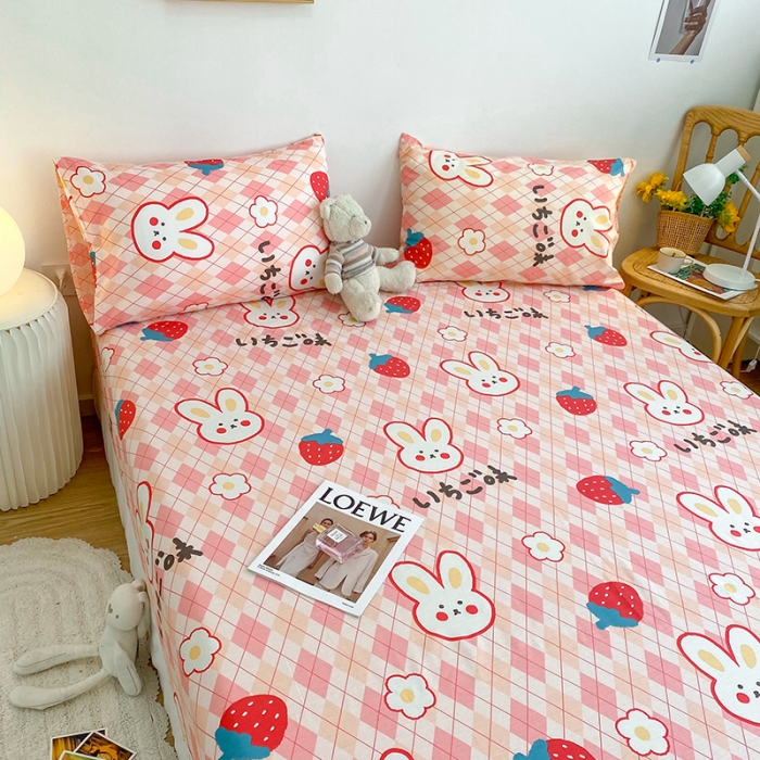 91家纺网 家纺一手货源 找家纺 简宜家居 2021新款全棉A版床笠 莓莓兔团