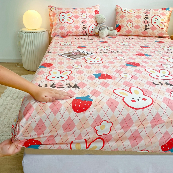 91家纺网 家纺一手货源 找家纺 简宜家居 2021新款全棉A版床笠 莓莓兔团