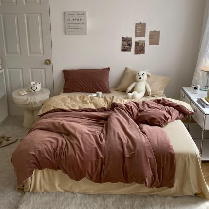 91家纺网 家纺一手货源 找家纺 （总）例外 2023新款天鹅绒双拼四件套