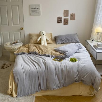 91家纺网 家纺一手货源 找家纺 （总）例外 2023新款天鹅绒双拼四件套