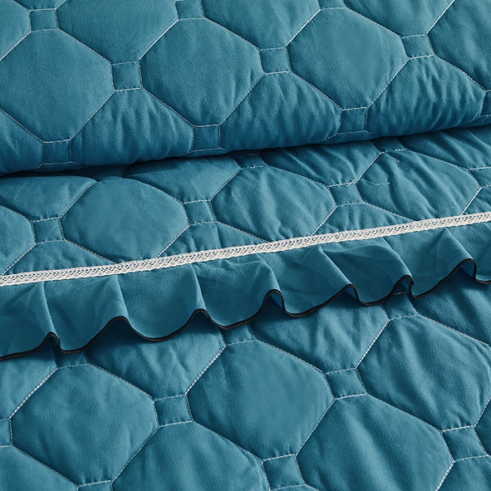 91家纺网 家纺一手货源 找家纺 艾裙海 2025新款床裙款全夹棉四件套 宝蓝