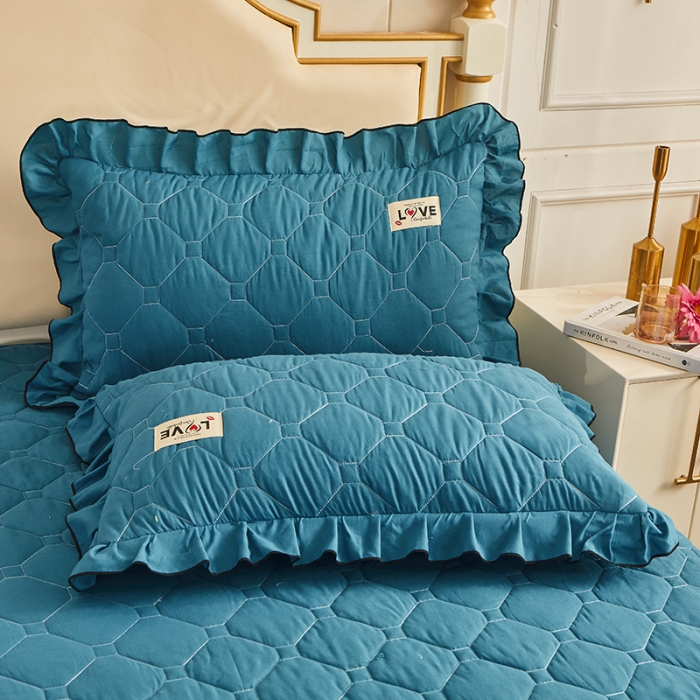 91家纺网 家纺一手货源 找家纺 艾裙海 2025新款床裙款全夹棉四件套 宝蓝