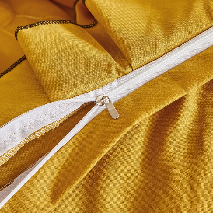 91家纺网 家纺一手货源 找家纺 艾裙海 2025新款床裙款全夹棉四件套 姜黄